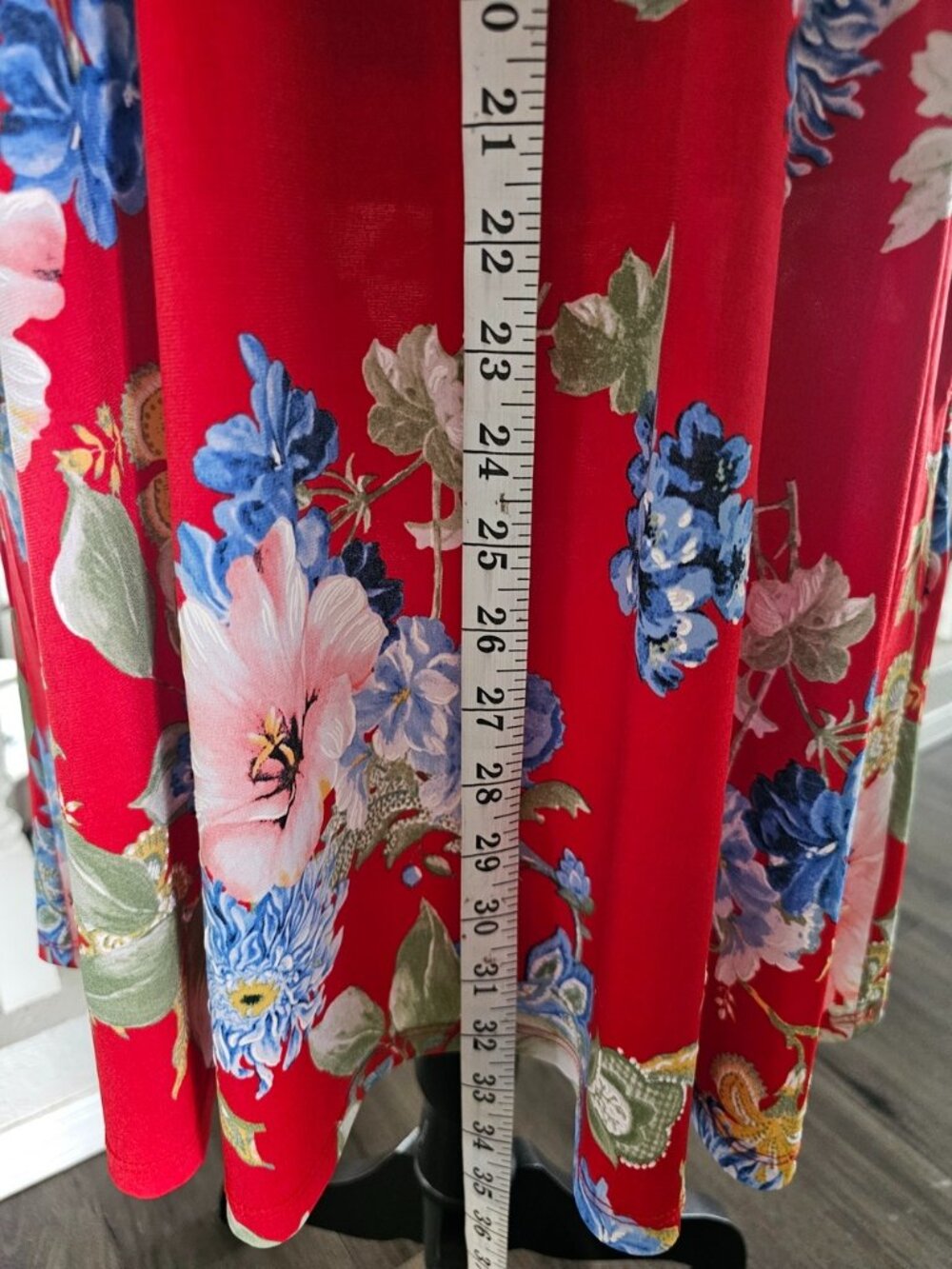 Apt. 9 Red Floral Sleeveless Midi Dress with Blue and Green Blooms - Picture 11 of 12